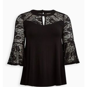 Torrid Flowy Choker Top Super Soft & Lace - Black - Size 1/1X